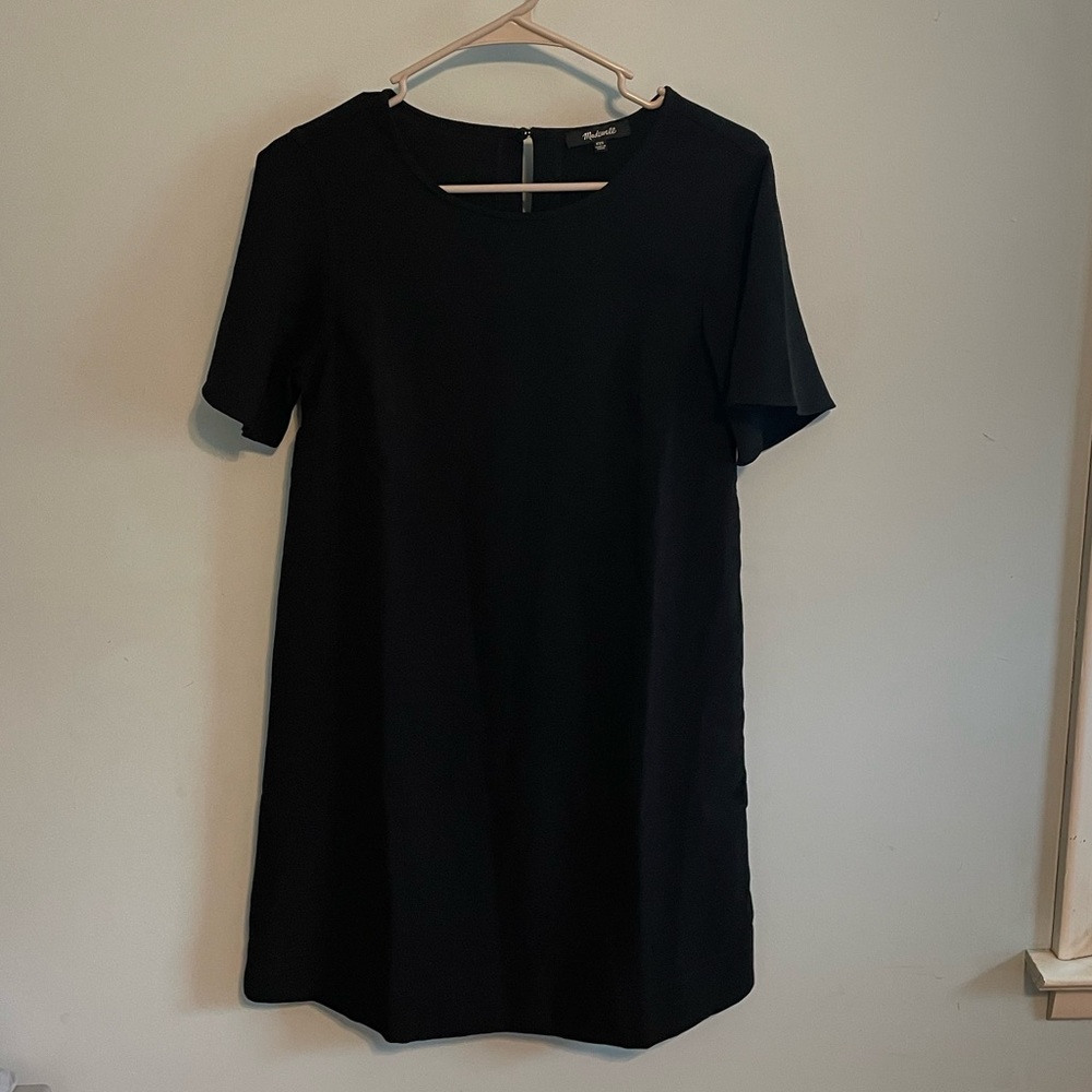 Madewell black flutter sleeve shift dress